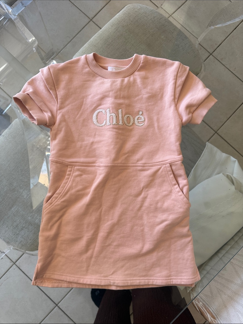 Chloé Pink Short Sleeve Casual Kids Dress